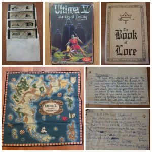 Memorabilia from Ultima V, including notes between myself and my friend Richard as we collectively tried to beat the game. 